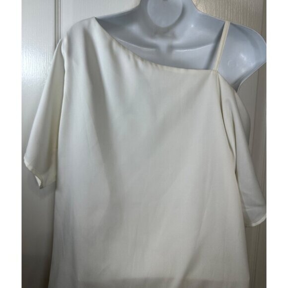 3 for $15 Black Label by Chico, Off-Shoulder White Chiffon Blouse, Chico SZ 0 - Picture 6 of 9